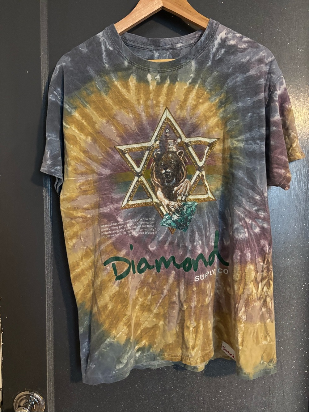 Diamond Supply Co. Short-Sleeve Tie-Dye Tee in Gold, Purple, Green, Gray